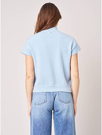 Pull femme col montant maille douce 'deeluxe'