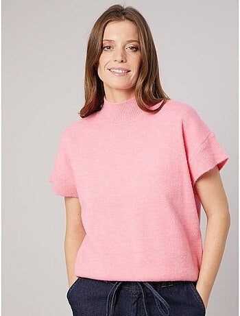 Pull femme col montant maille douce 'deeluxe'