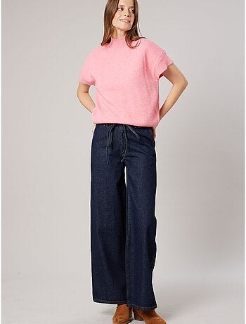 Pull femme col montant maille douce 'deeluxe'