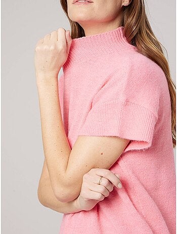 Pull femme col montant maille douce 'deeluxe'