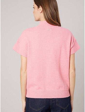 Pull femme col montant maille douce 'deeluxe'