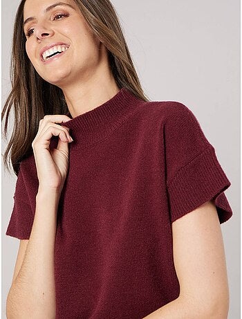 Pull femme col montant maille douce 'deeluxe'