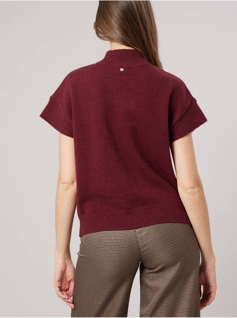 Pull femme col montant maille douce 'deeluxe' Rouge rubis - Kiabi