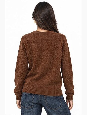 Pull femme col rond à boutons mixray
