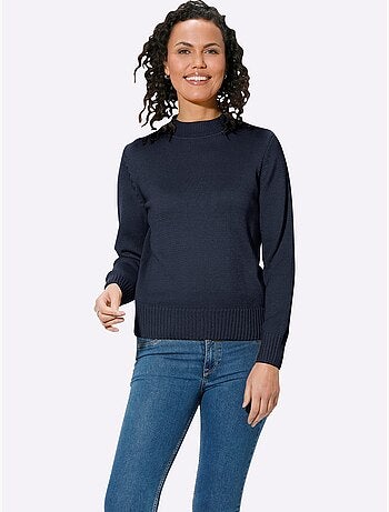 Pull femme col tortue et finitions côtelées manches et ourlet - Taille standard - Witt