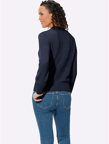 Pull femme col tortue et finitions côtelées manches et ourlet - Taille standard - Witt