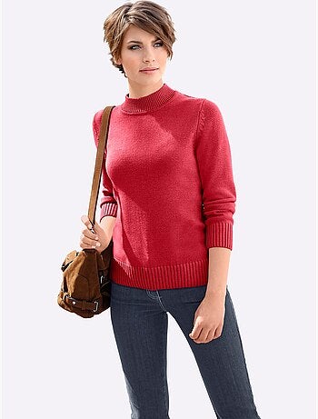 Pull femme col tortue et finitions côtelées manches et ourlet - Taille standard - Witt