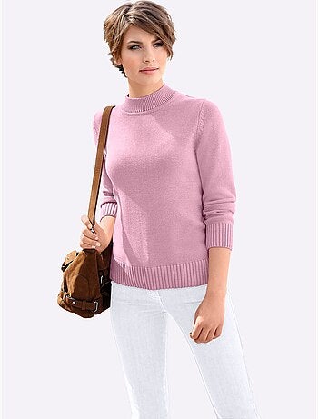 Pull femme col tortue et finitions côtelées manches et ourlet - Taille standard - Witt