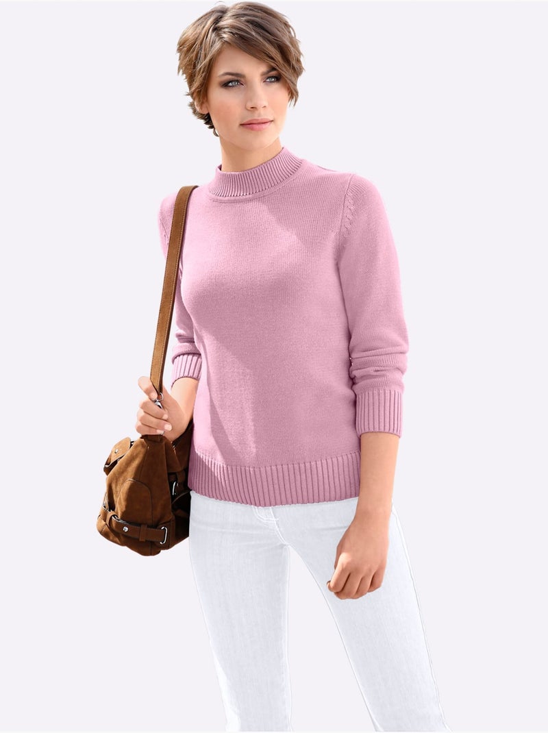 Pull femme col tortue et finitions côtelées aux manches - taille standard - witt Rose - Kiabi
