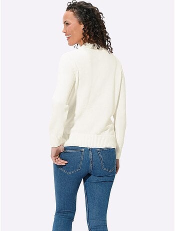 Pull femme col tortue et finitions côtelées manches et ourlet - Taille standard - Witt