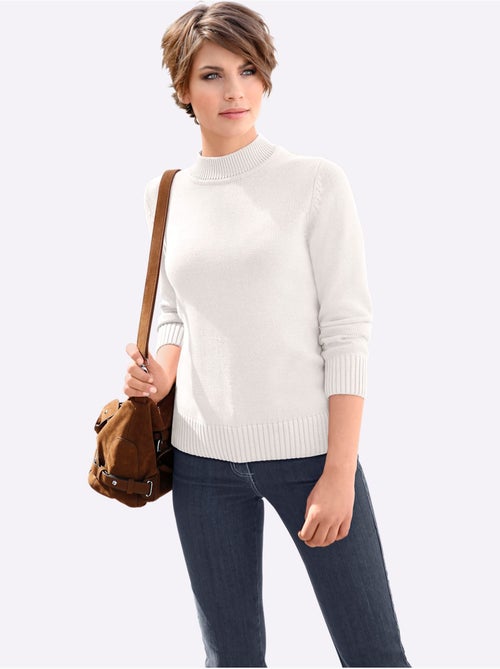 Pull femme col tortue et finitions côtelées manches et ourlet - Taille standard - Witt - Kiabi