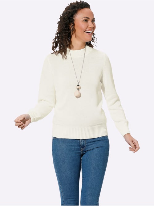 Pull femme col tortue et finitions côtelées manches et ourlet - Taille standard - Witt - Kiabi