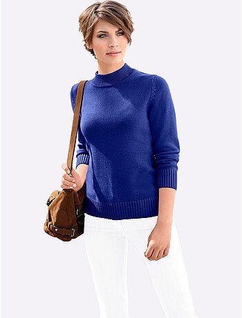 Pull femme col tortue et finitions côtelées manches et ourlet - taille standard - witt