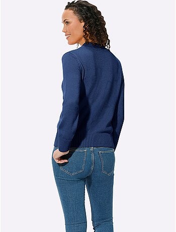 Pull femme col tortue et finitions côtelées manches et ourlet - taille standard - witt