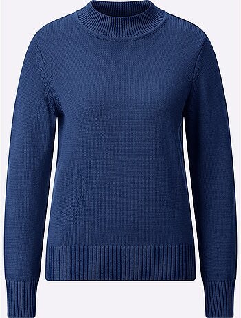 Pull femme col tortue et finitions côtelées manches et ourlet - taille standard - witt