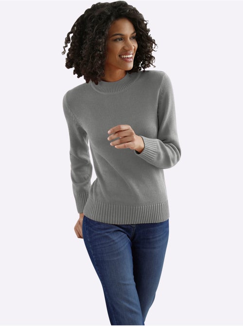 Pull femme col tortue uni à finitions côtelées et manches longues - Taille standard - Witt - Kiabi Pull femme col tortue uni à finitions côtelées et manches longues - Taille standard - Witt - Kiabi