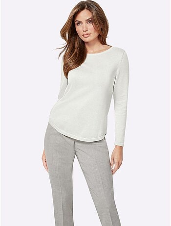 Pull femme en maille uni manches longues - Taille standard - Witt