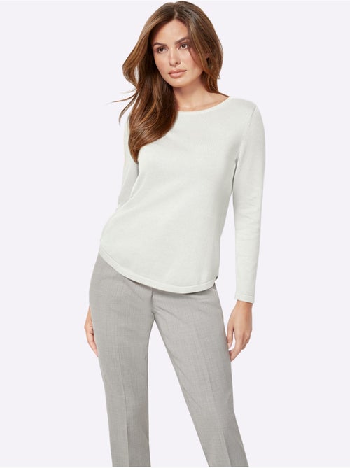 Pull femme coton Pima manches longues encolure en U - Taille standard - Witt - Kiabi