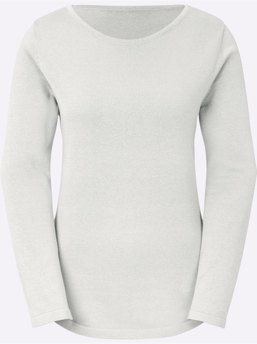Pull femme coton Pima manches longues encolure en U - Taille standard - Witt - Kiabi