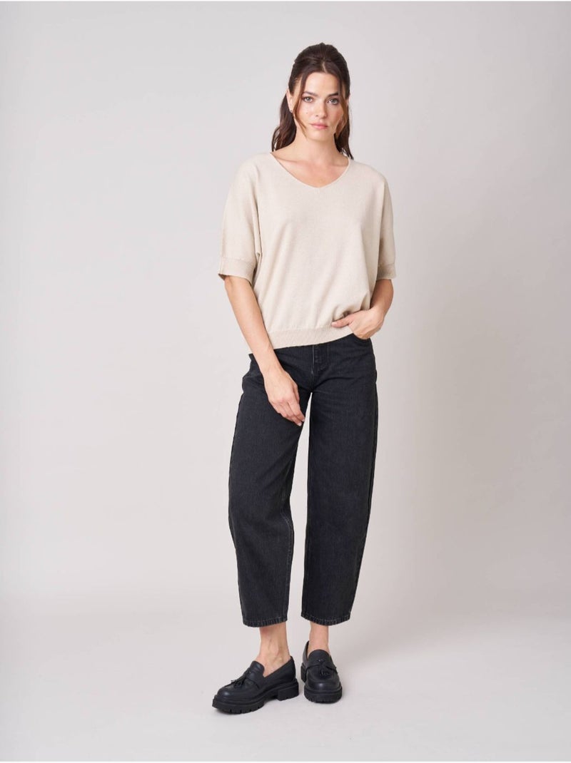 Pull femme effet brillant 'deeluxe' Beige - Kiabi