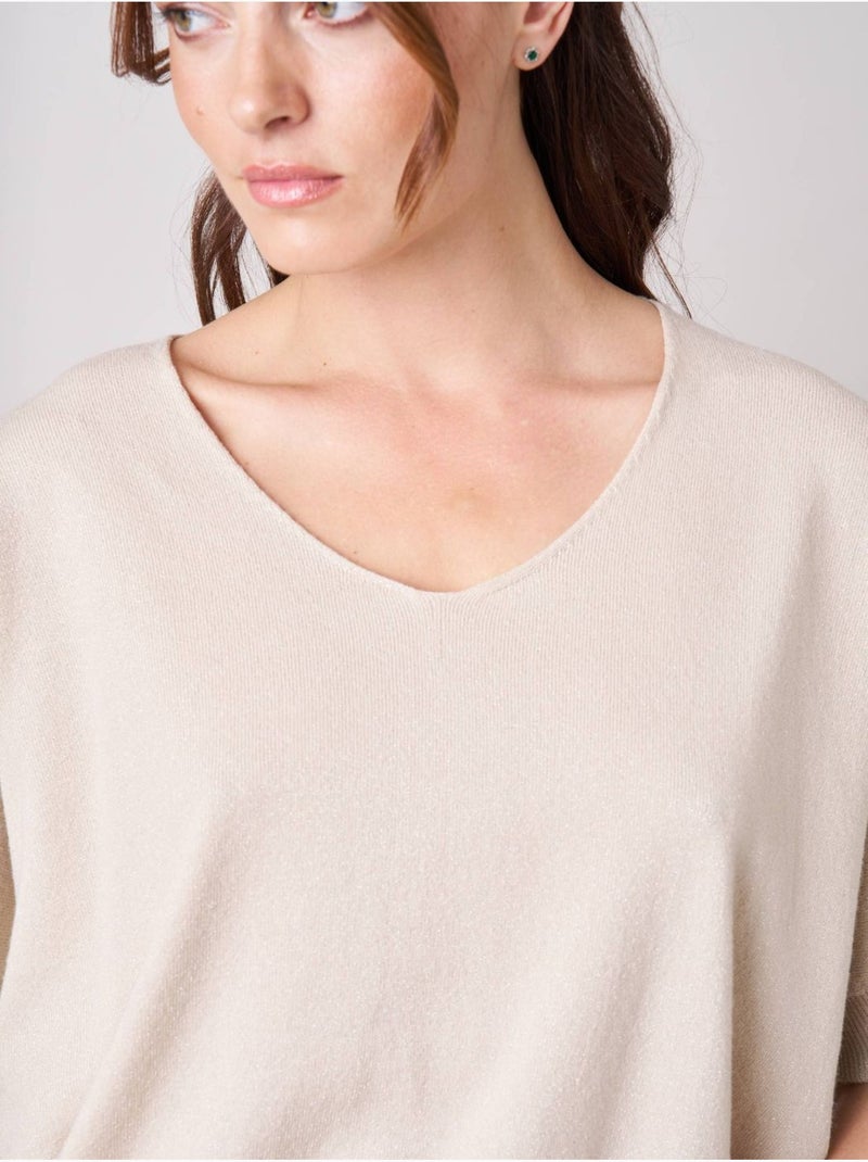 Pull femme effet brillant 'deeluxe' Beige - Kiabi