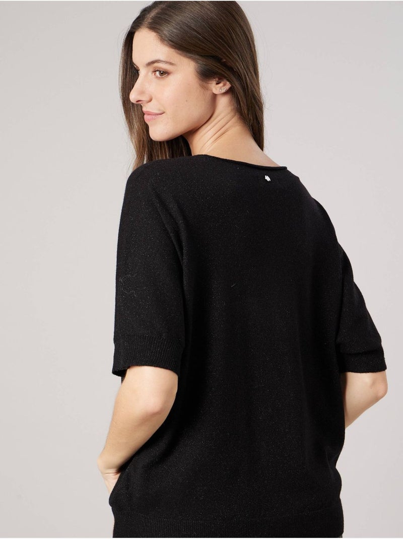 Pull femme effet brillant 'deeluxe' Noir - Kiabi