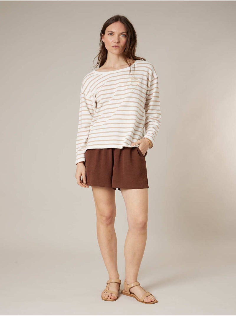 Pull femme en 100% coton doux 'Deeluxe' Beige sable - Kiabi