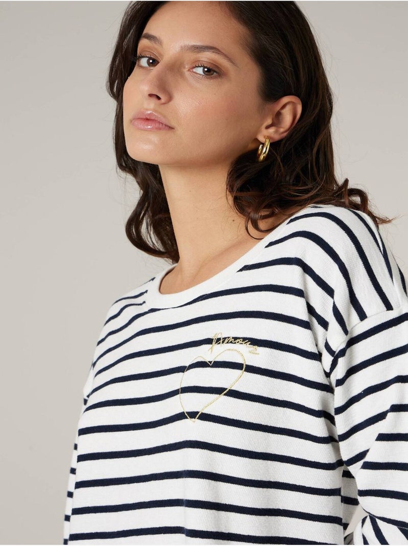 Pull femme en 100% coton doux 'Deeluxe' Bleu marine - Kiabi