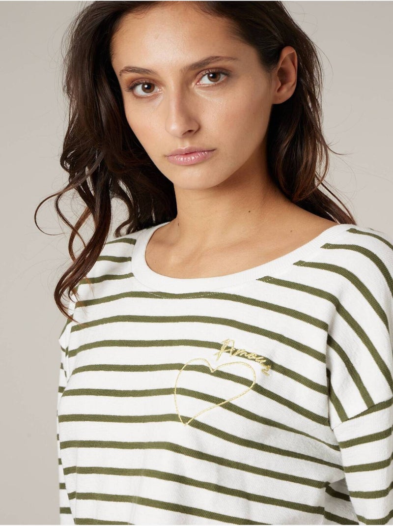 Pull femme en 100% coton doux 'Deeluxe' Kaki - Kiabi