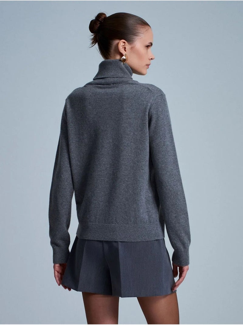 Pull femme en cachemire à col roulé dilvin Gris Noir - Kiabi