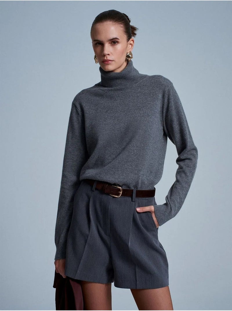 Pull femme en cachemire à col roulé dilvin Gris Noir - Kiabi