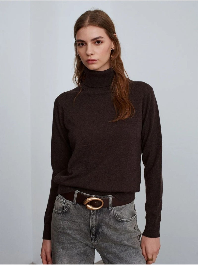 Pull femme en cachemire à col roulé dilvin Marron - Kiabi
