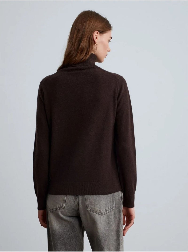 Pull femme en cachemire à col roulé dilvin Marron - Kiabi