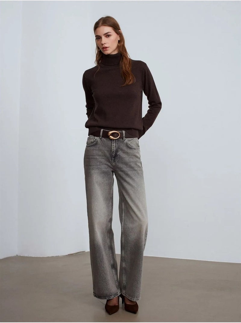 Pull femme en cachemire à col roulé dilvin Marron - Kiabi