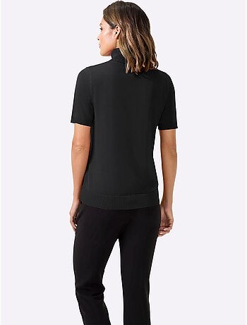 Pull femme en col roulé et manches courtes - taille standard - helline