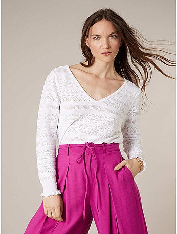 Pull femme en maille ajourée 'Deeluxe'