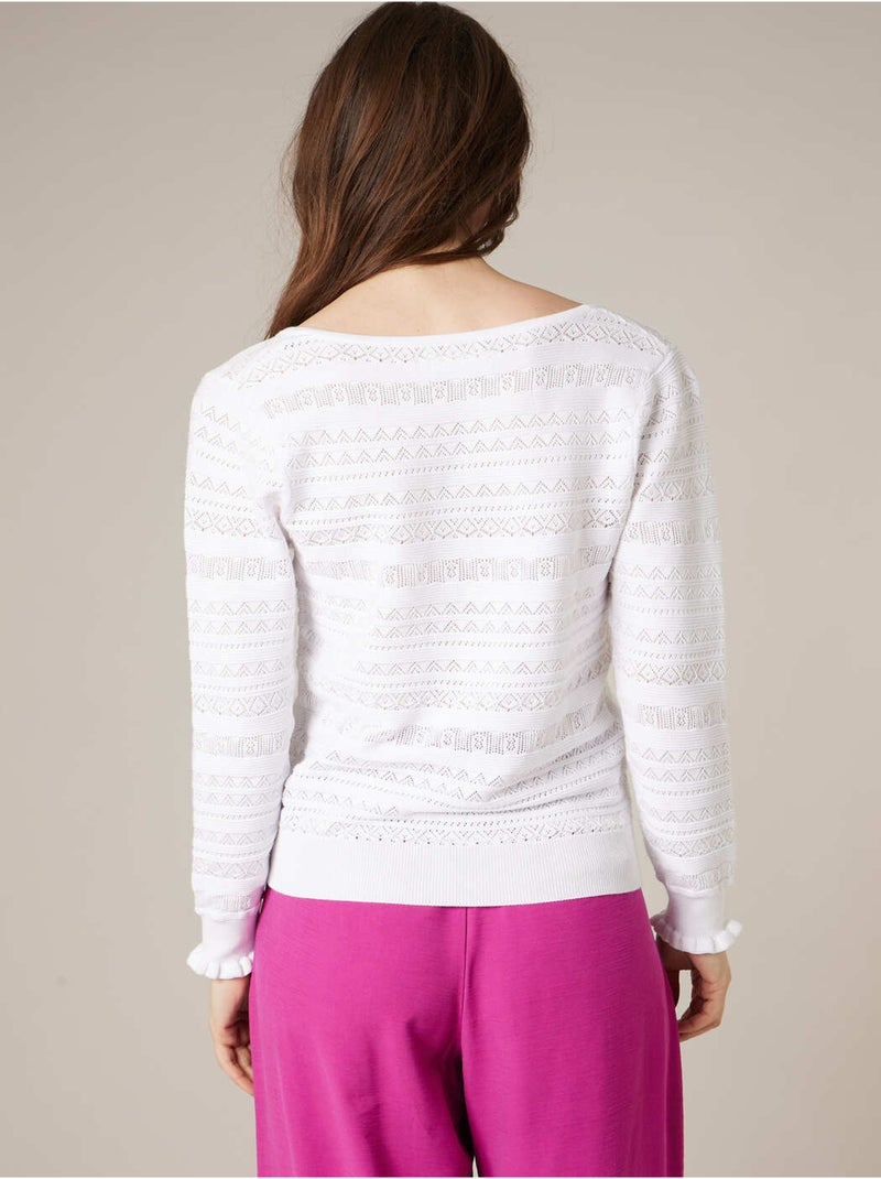 Pull femme en maille ajourée 'Deeluxe' Blanc - Kiabi