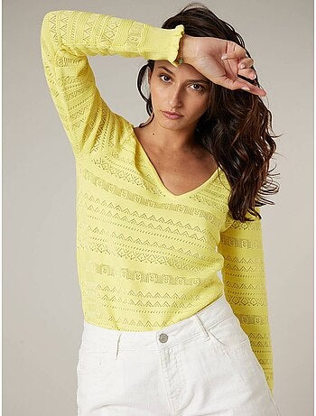 Pull femme en maille ajourée 'Deeluxe'