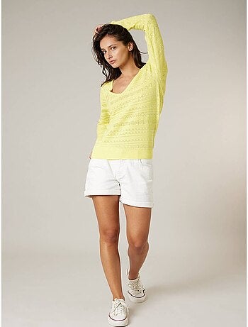 Pull femme en maille ajourée 'Deeluxe'