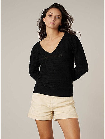 Pull femme en maille ajourée 'Deeluxe'