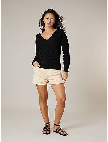 Pull femme en maille ajourée 'Deeluxe'
