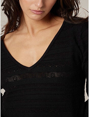 Pull femme en maille ajourée 'Deeluxe'