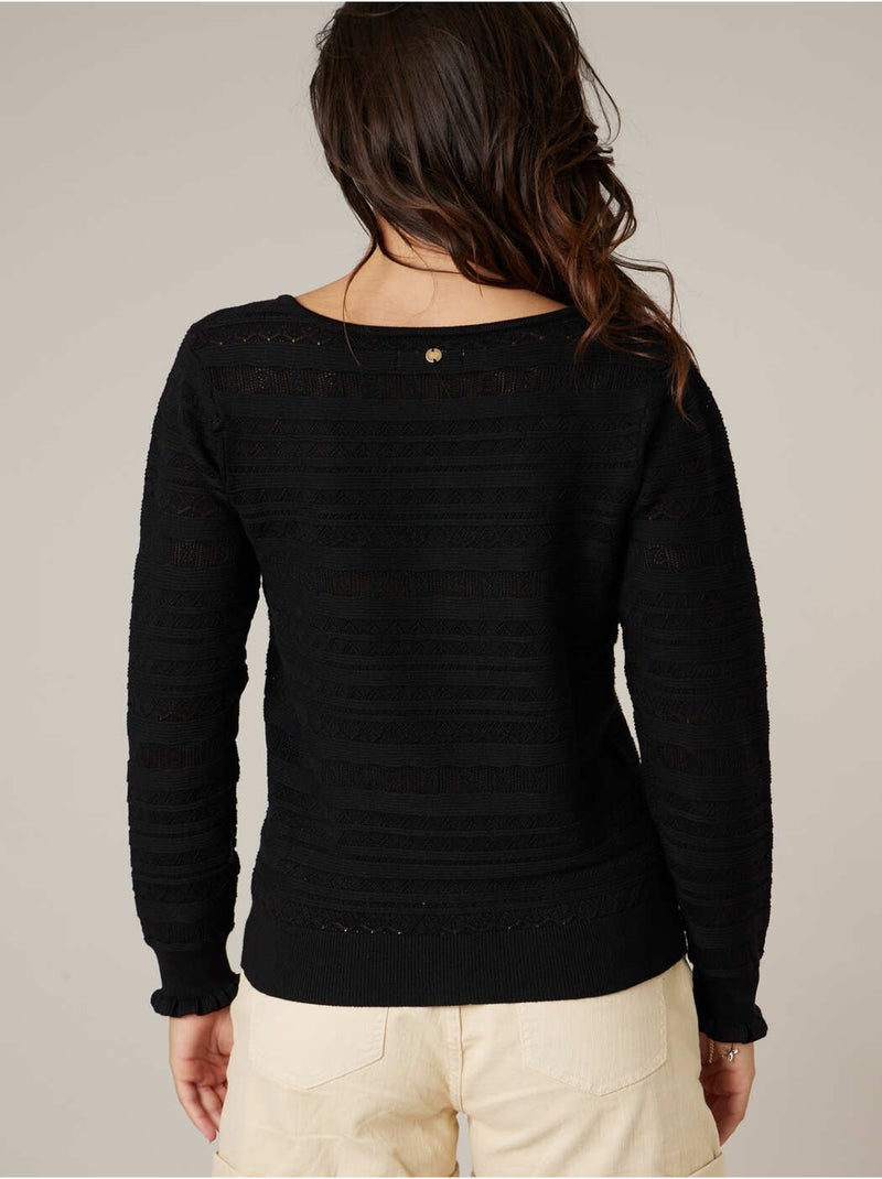 Pull femme en maille ajourée 'Deeluxe' Noir - Kiabi