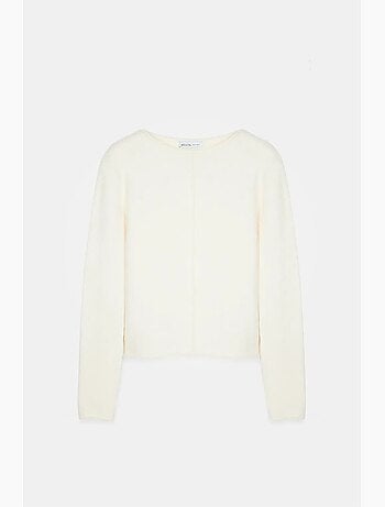 Pull femme en maille côtelée à col bateau dilvin