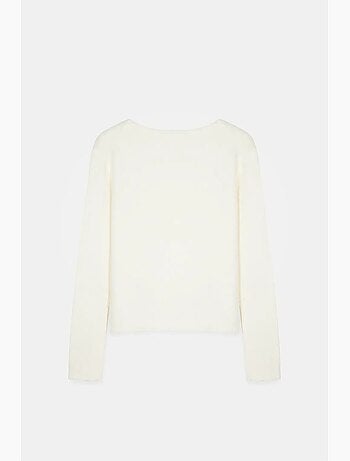 Pull femme en maille côtelée à col bateau dilvin