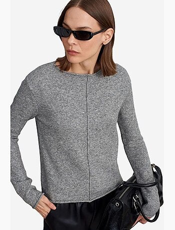 Pull femme en maille côtelée à col bateau dilvin