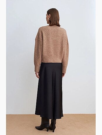 Pull femme en maille côtelée à col v dilvin