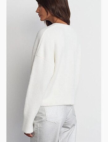 Pull femme en maille côtelée à col v dilvin