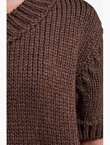 Pull femme en maille côtelée à col v dilvin