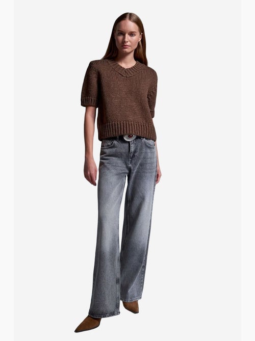 Pull femme en maille côtelée à col v dilvin - Kiabi Pull femme en maille côtelée à col v dilvin - Kiabi